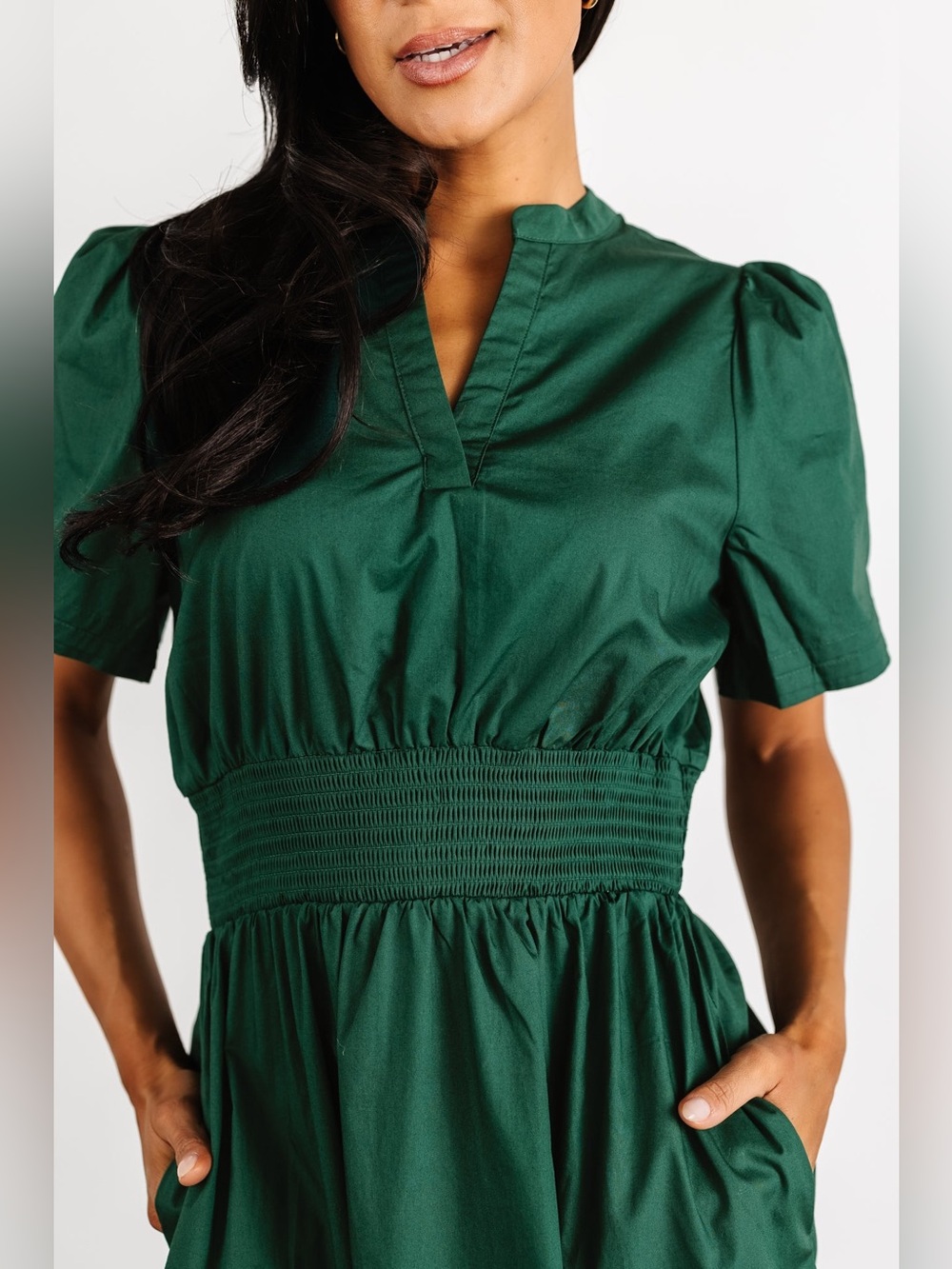 Baltic Born Emerald Vera Maxi Smocked Dress Puff Sleeve Cottagecore Boho Size M